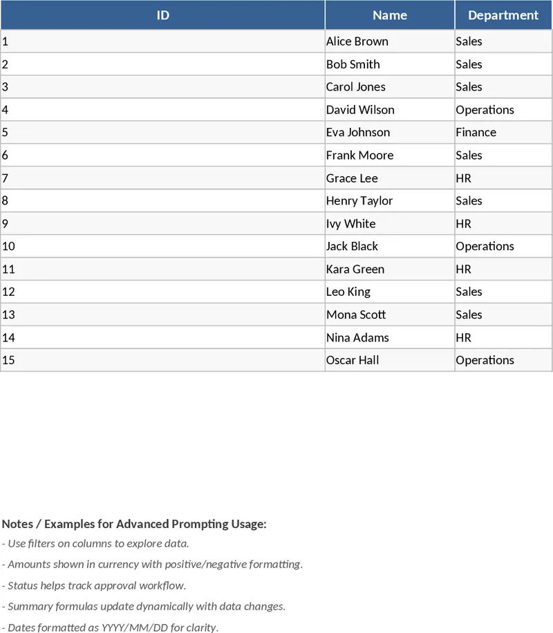 5열 3행 기본 테이블 템플릿